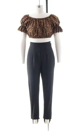 1940s 1950s Black Stirrup Pants | small