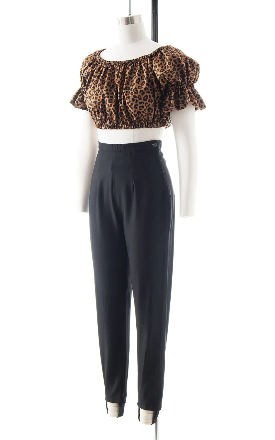 1940s 1950s Black Stirrup Pants | small