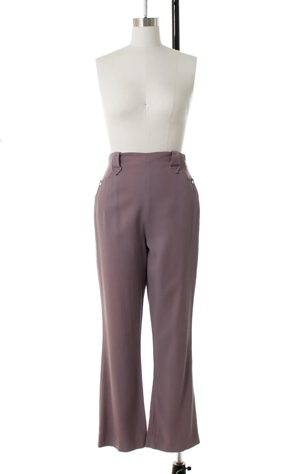 1950s 1960s Mauve Western Pearl Snap Bootcut Pants | medium
