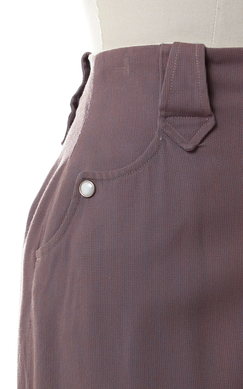 1950s 1960s Mauve Western Pearl Snap Bootcut Pants | medium