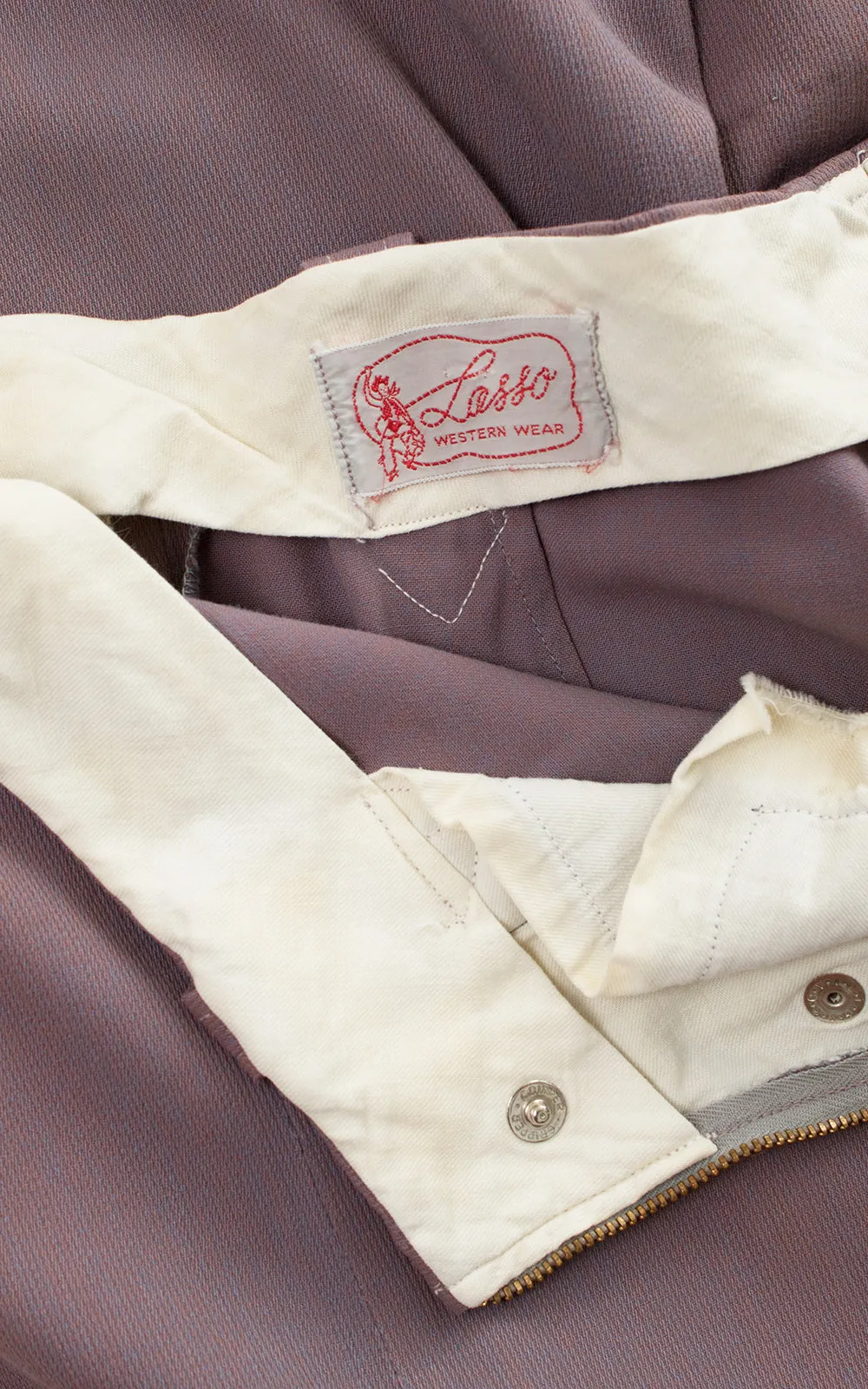 1950s 1960s Mauve Western Pearl Snap Bootcut Pants | medium
