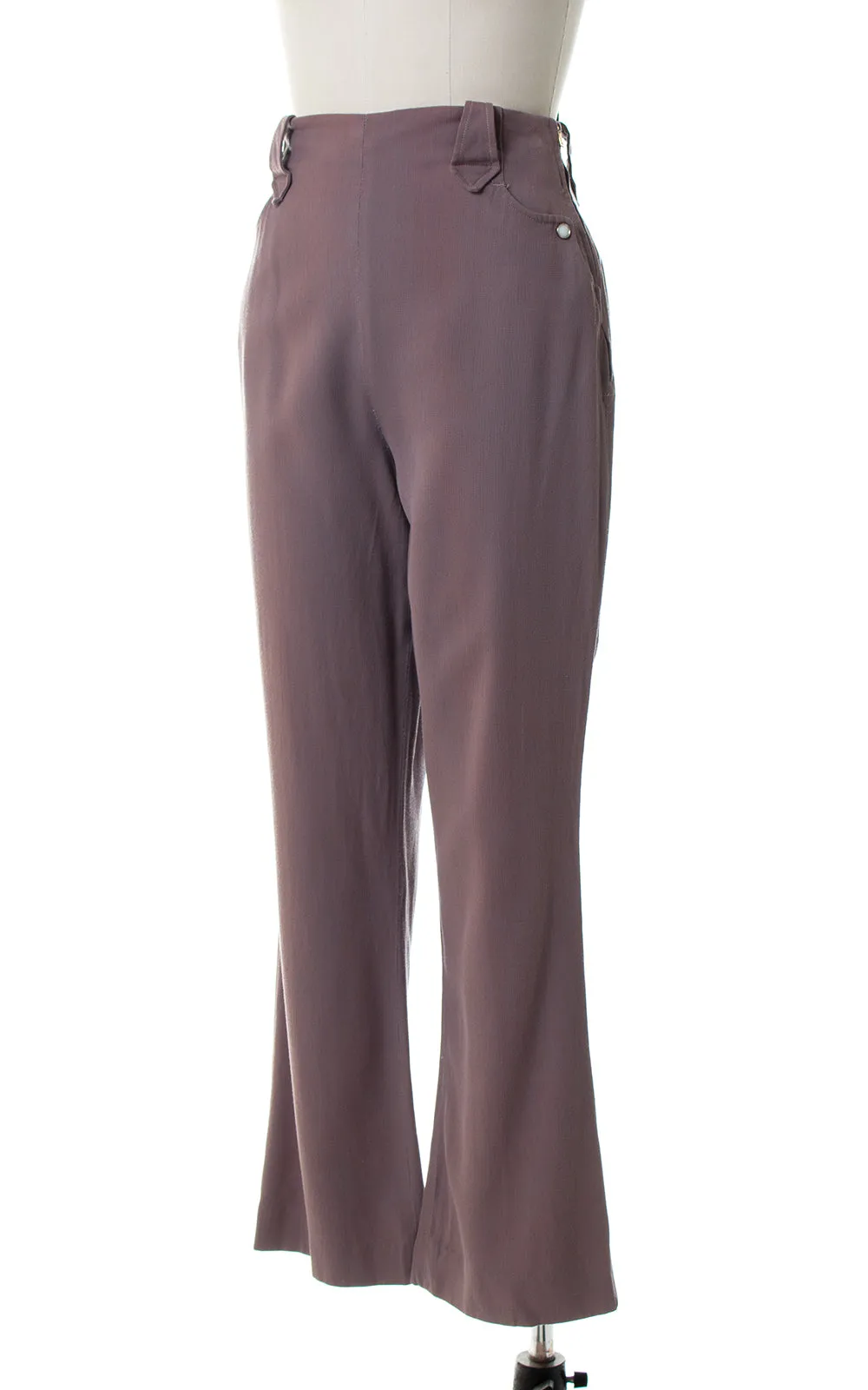 1950s 1960s Mauve Western Pearl Snap Bootcut Pants | medium
