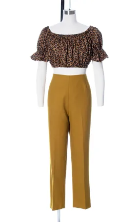 1960s Mustard Yellow Wool Pants | medium