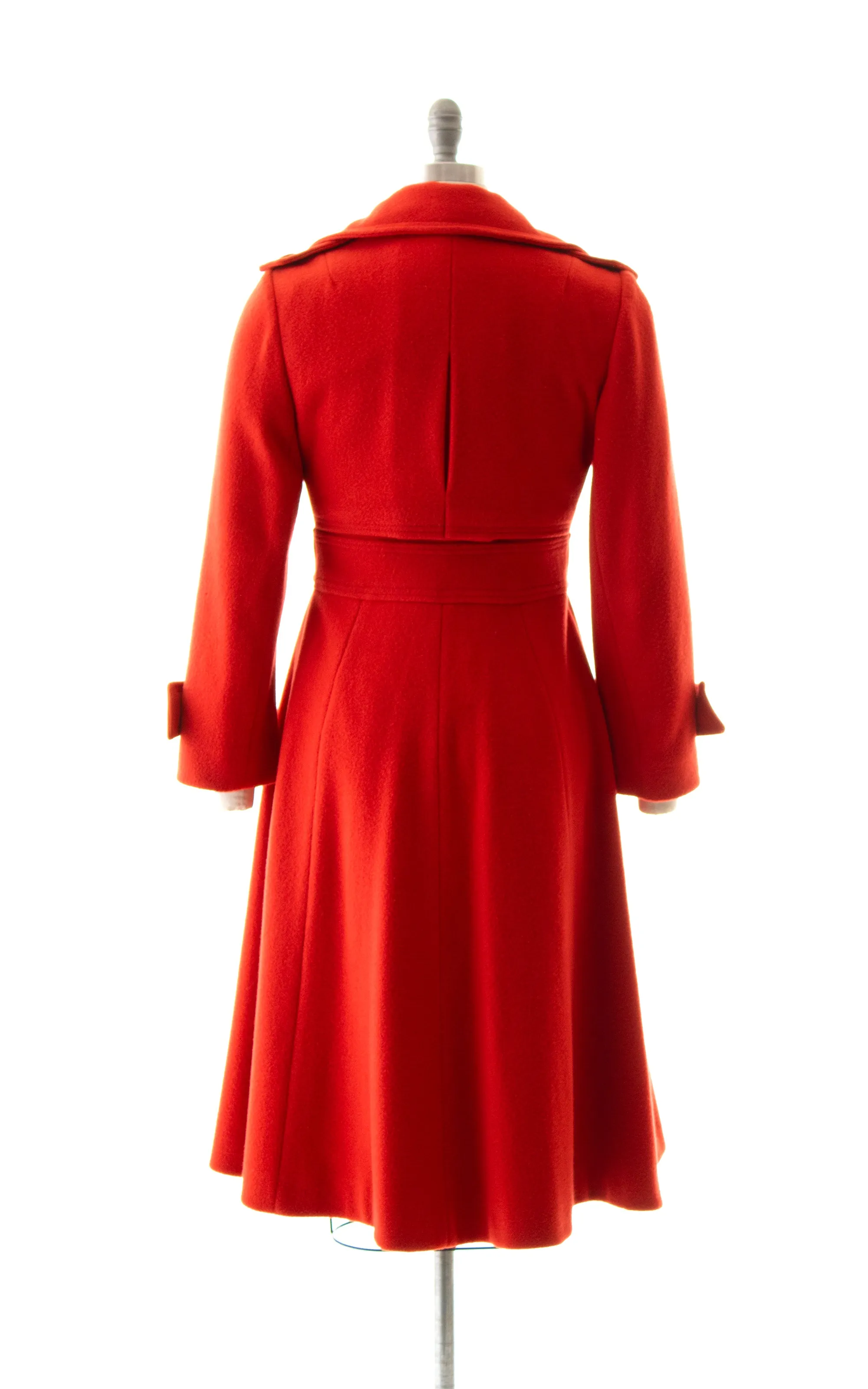 1970s DEADSTOCK Red Wool Belted Trench Coat | x-small/small