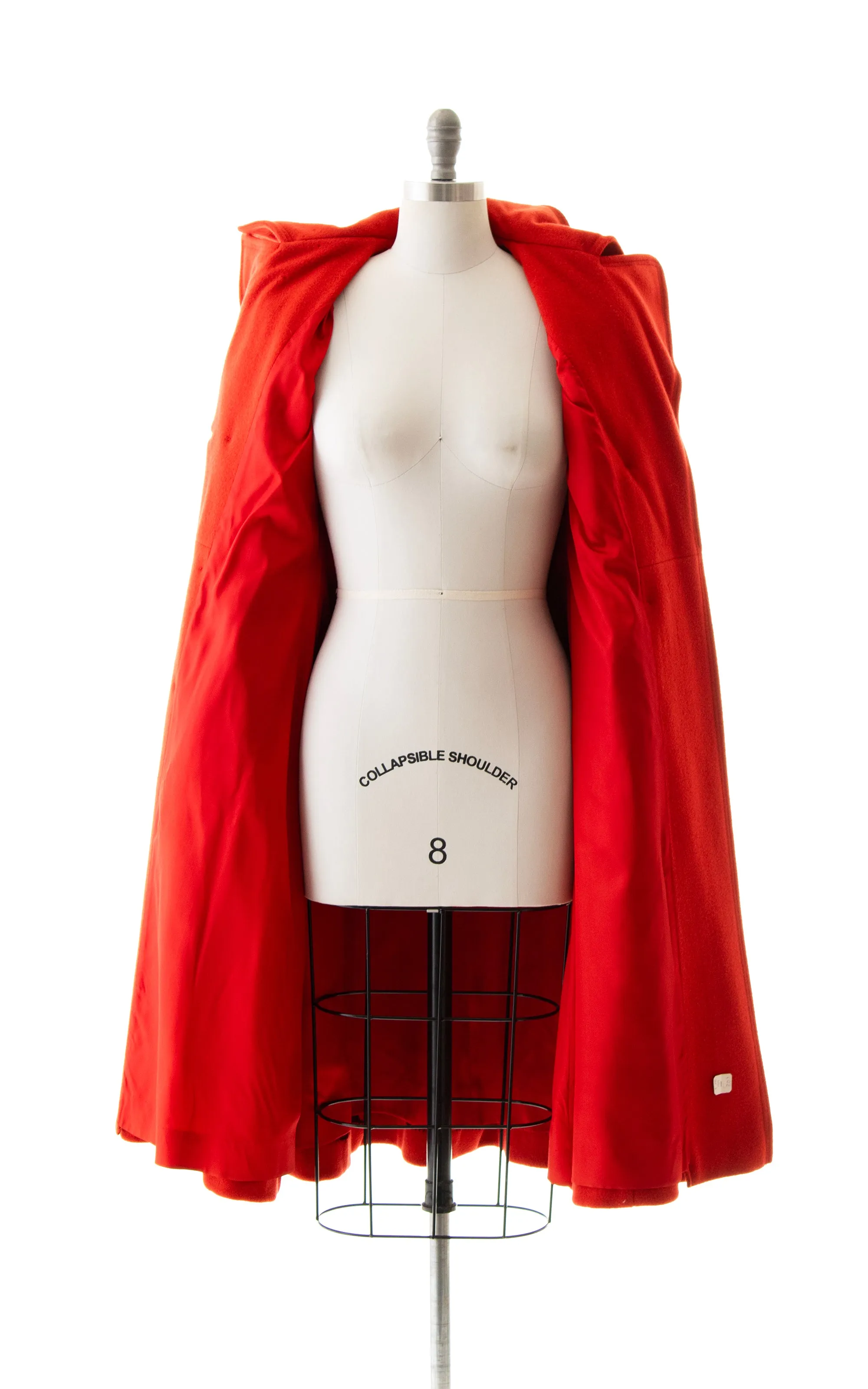 1970s DEADSTOCK Red Wool Belted Trench Coat | x-small/small