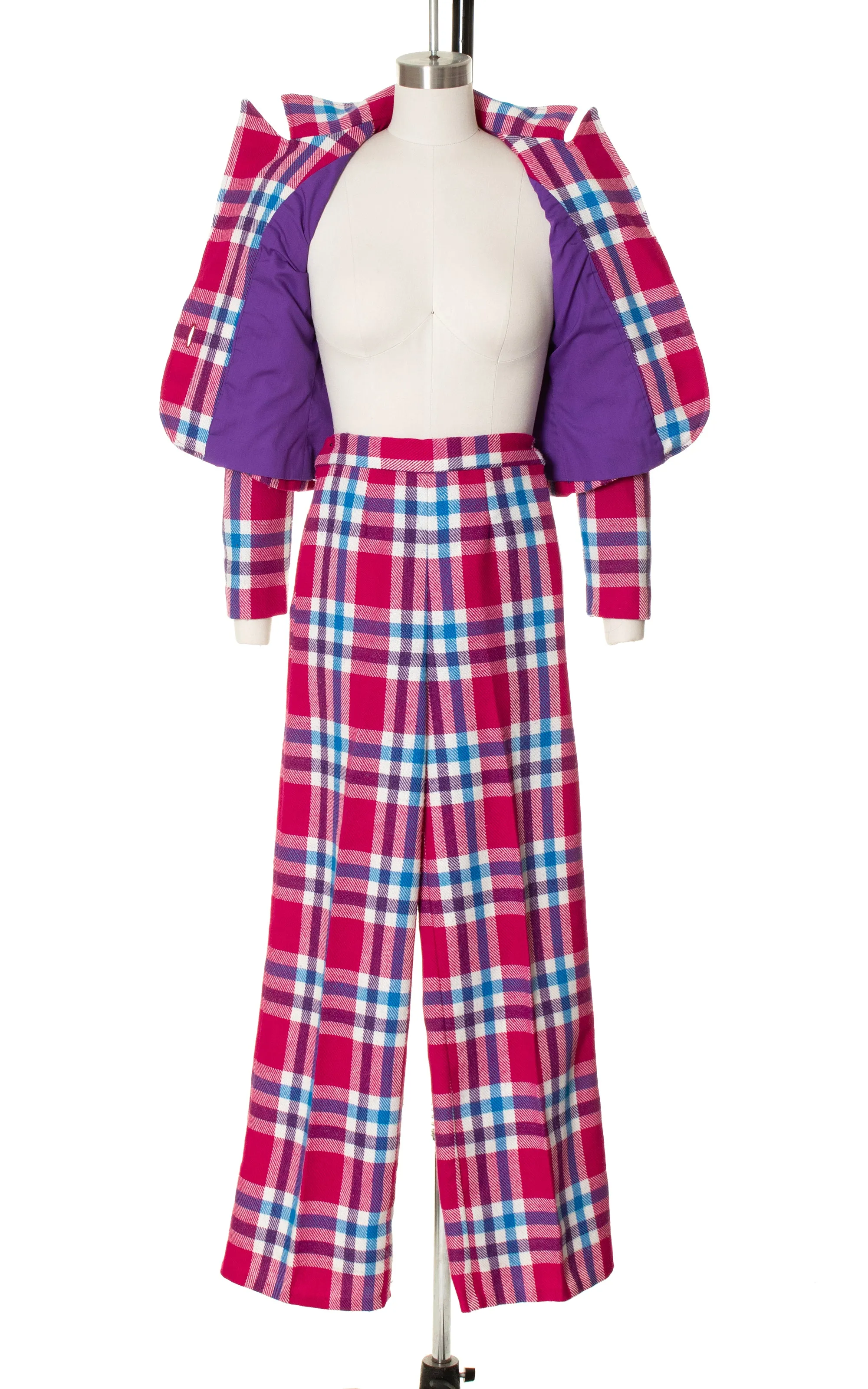1970s Plaid Pant Suit | x-small