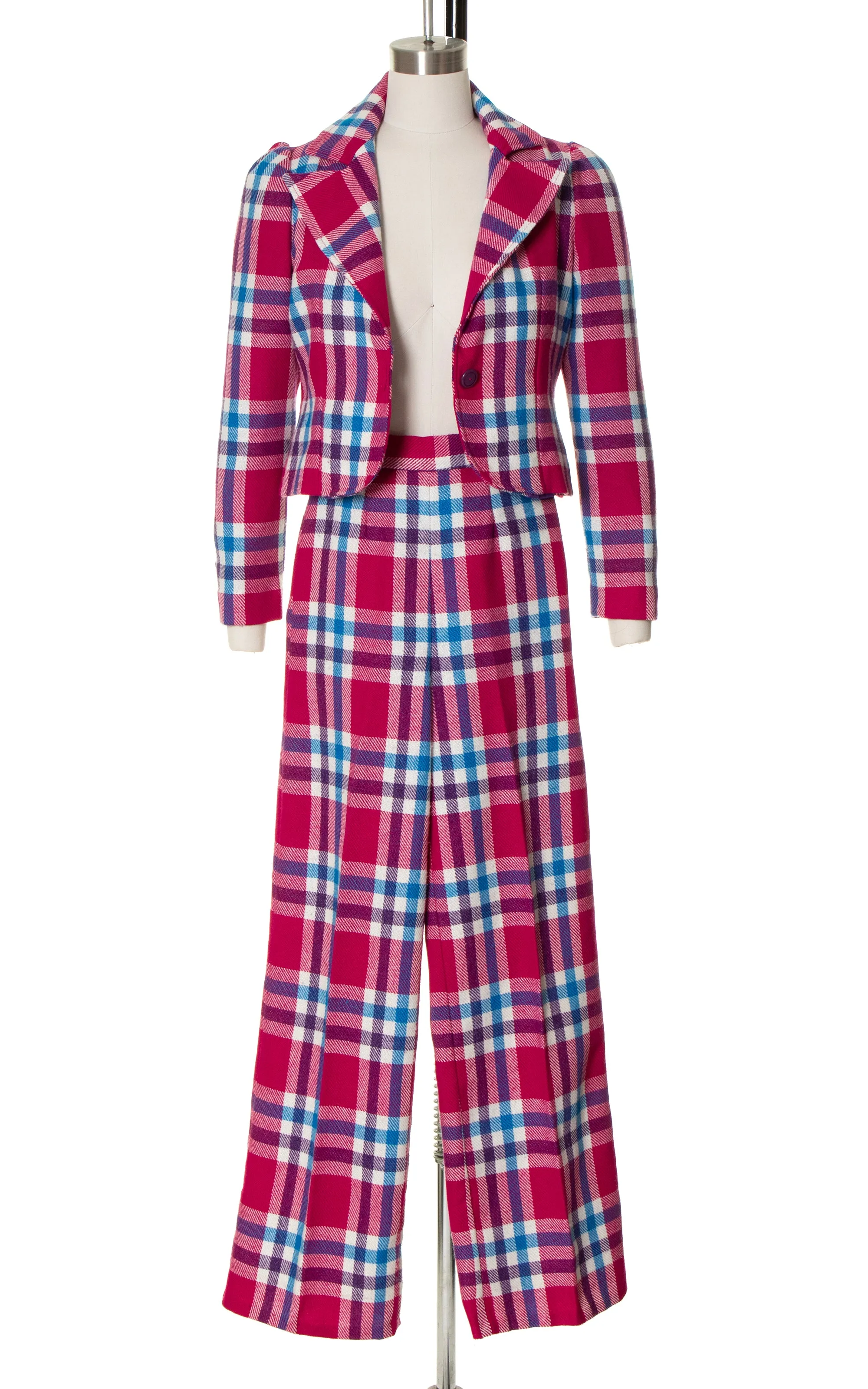 1970s Plaid Pant Suit | x-small