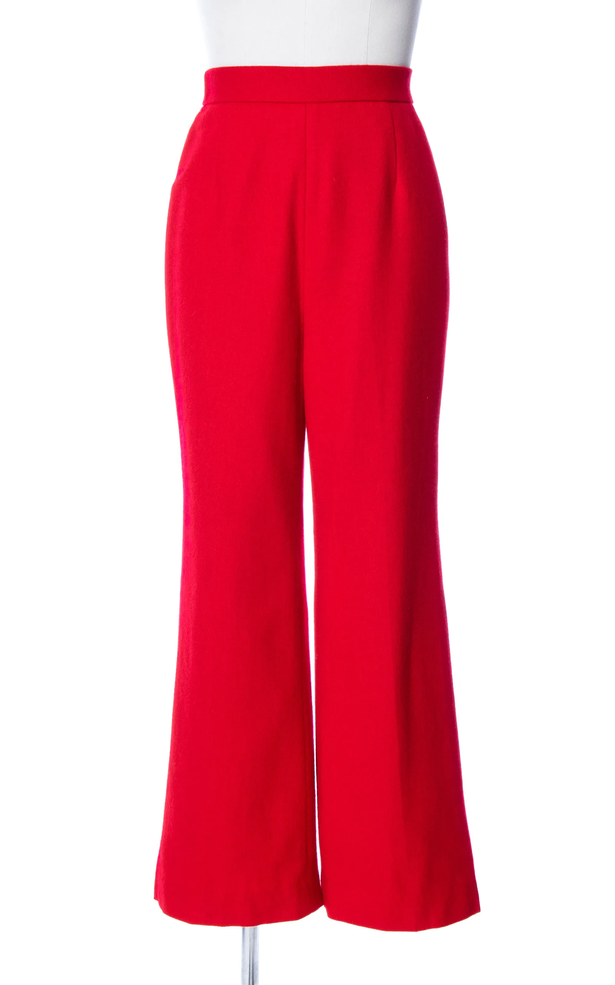 1970s Red Wool Bell Bottom Pants | x-small
