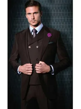 3 Piece Suit Vested 1 Button Suit Wide Leg Pants Big Peak Lapel 100% Wool Full Cut Vest Burgundy ~ Wine ~ Maroon Burgundy Suit