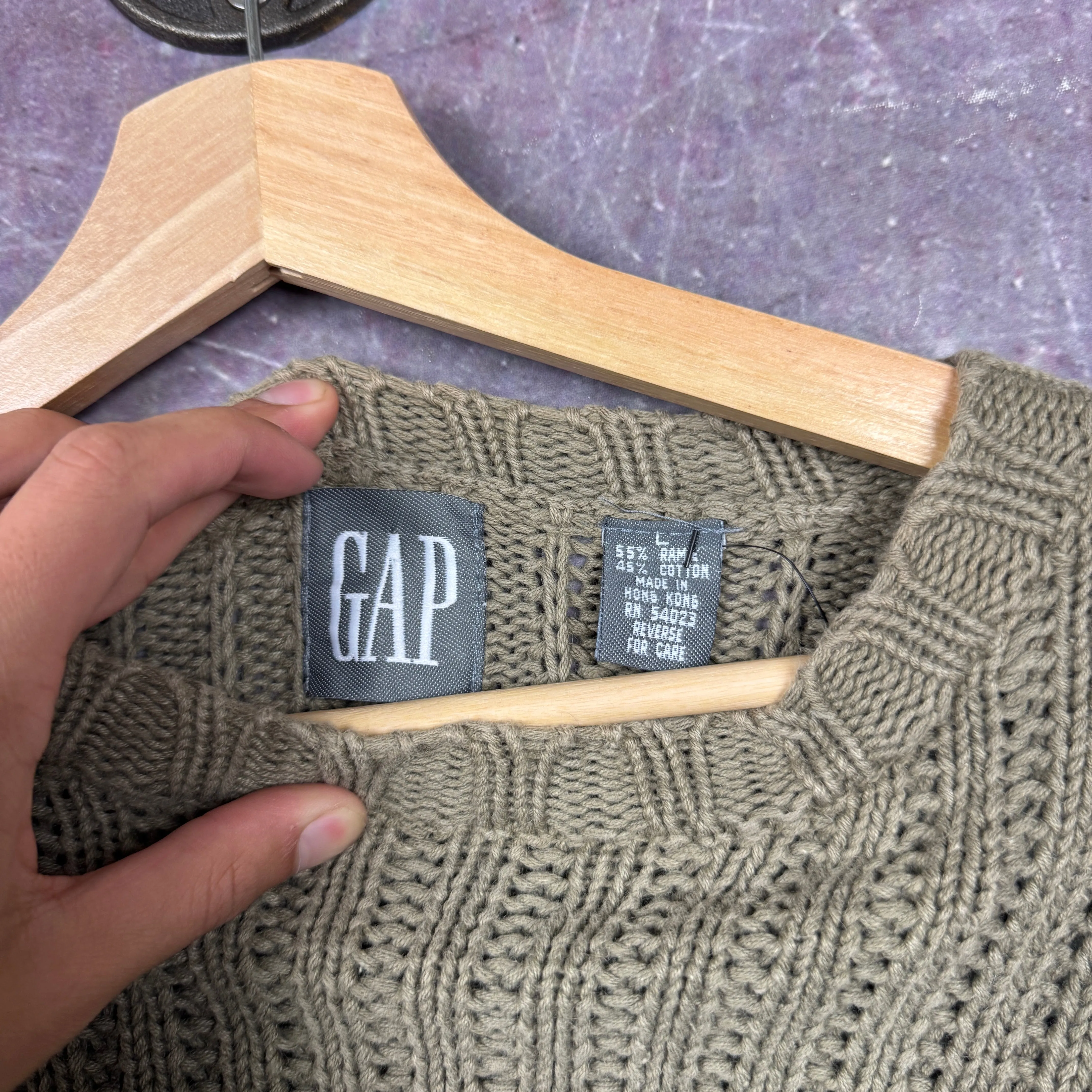 90s Tan Brown Gap Chunky Knit Sweater M 2026