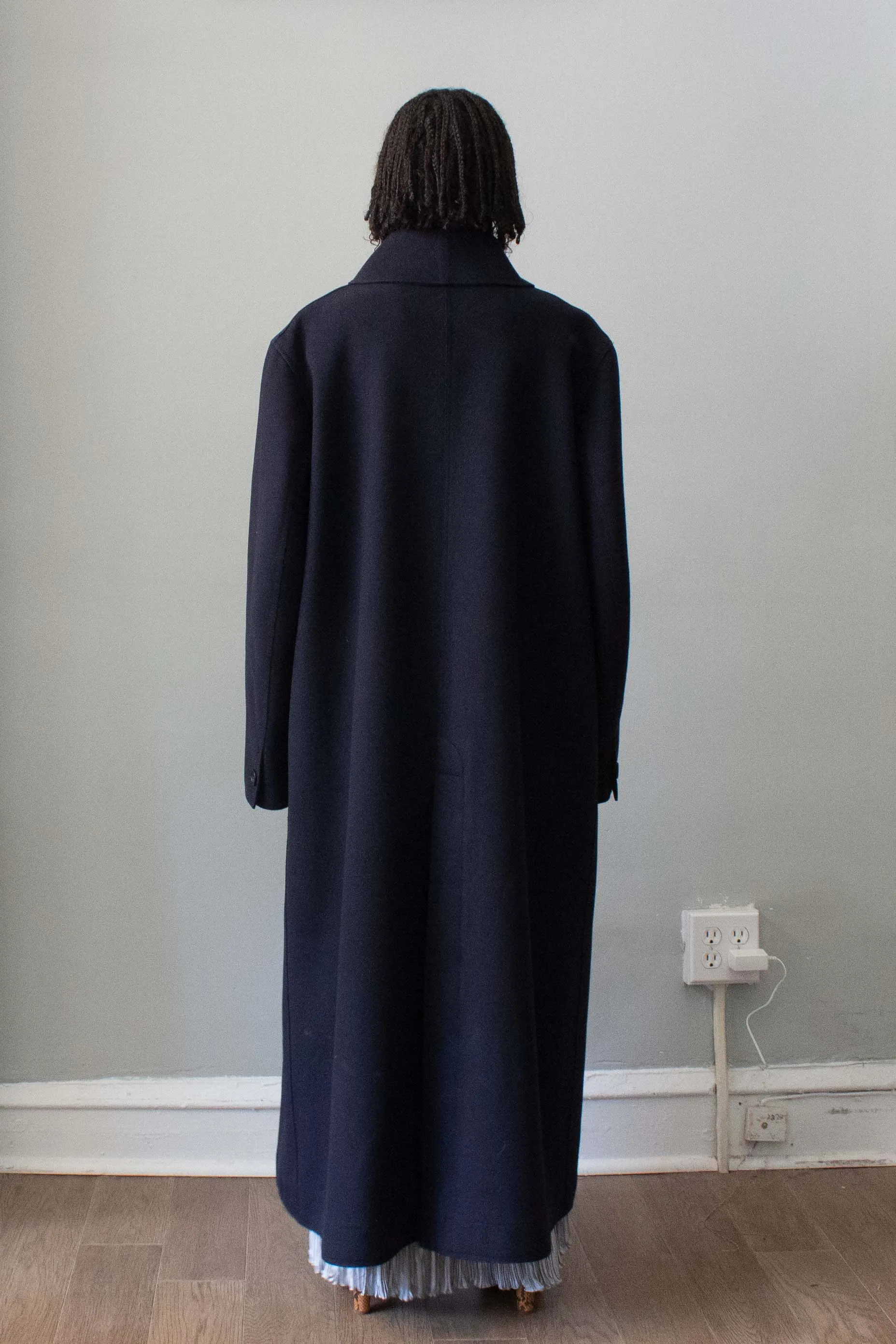 Alaa Navy Blue Wool Trench Coat