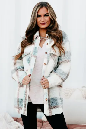 Slate-Color Sherpa-Lined Plaid Shacket – Alpine Escape Collection