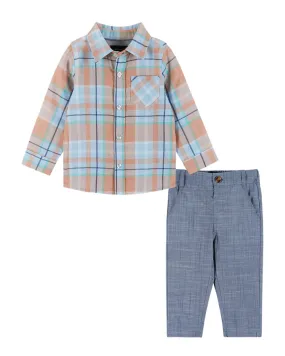 Andy & Evan Plaid Button-Down Shirt & Pant Set