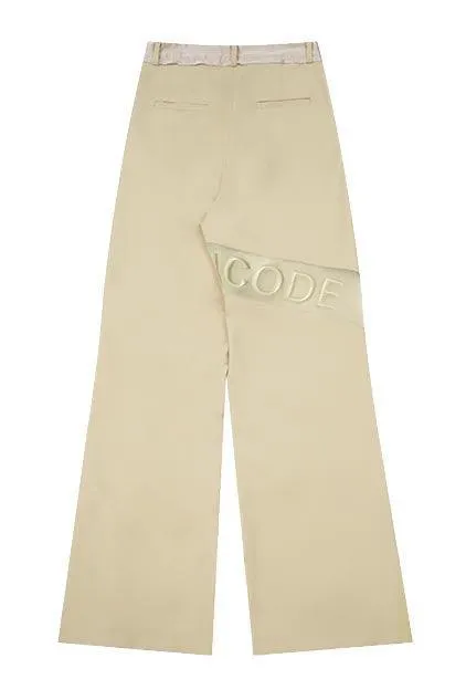 Beige High-Waisted Pants