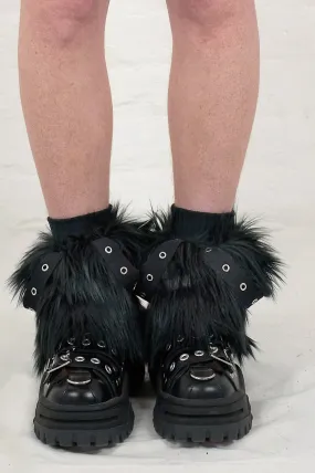 black fur short legwarmers