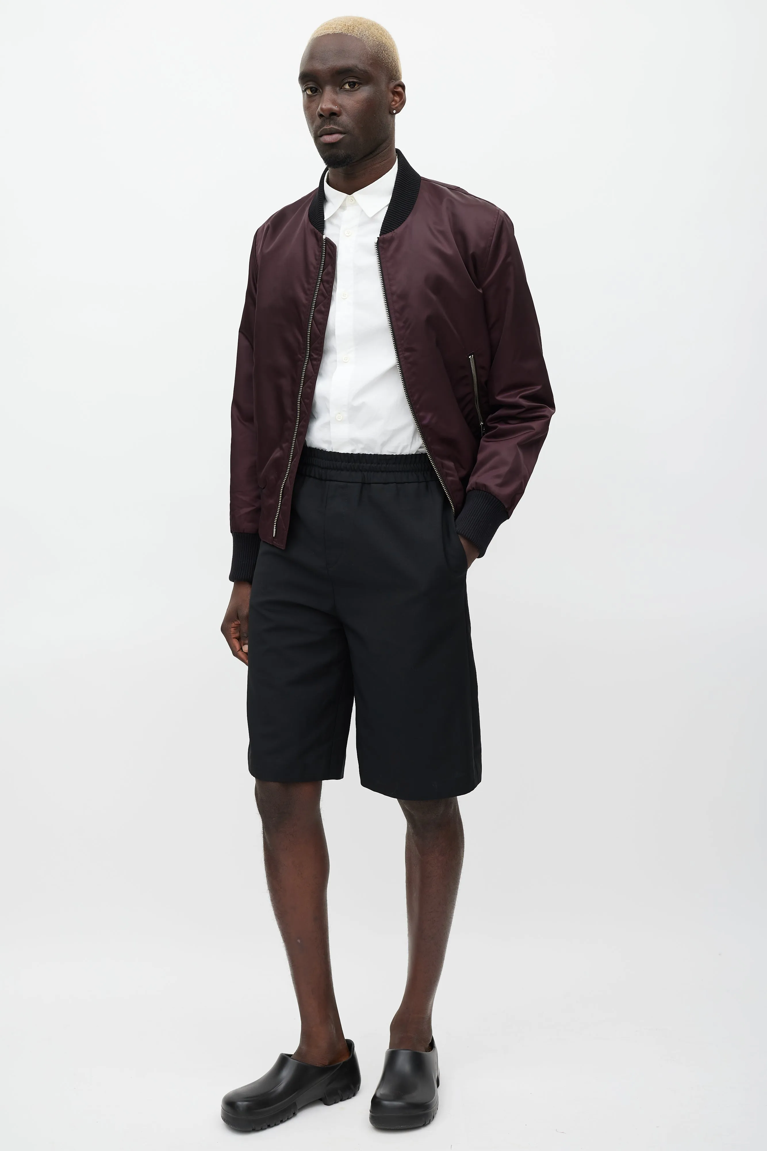 Black Wool Wide Leg Short