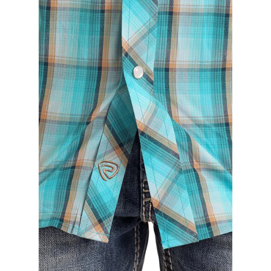 Boy's Rock and Roll Plaid Dobby Short Sleeve Shirt BBN3S05852