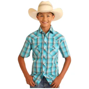 Boy's Rock and Roll Plaid Dobby Short Sleeve Shirt BBN3S05852