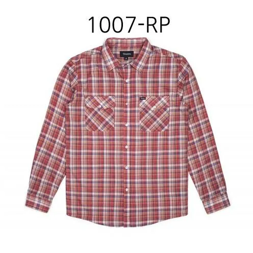 BRIXTON Memphis Long Sleeve Woven Shirt Rust Plaid 1007