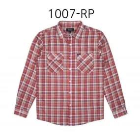 BRIXTON Memphis Long Sleeve Woven Shirt Rust Plaid 1007