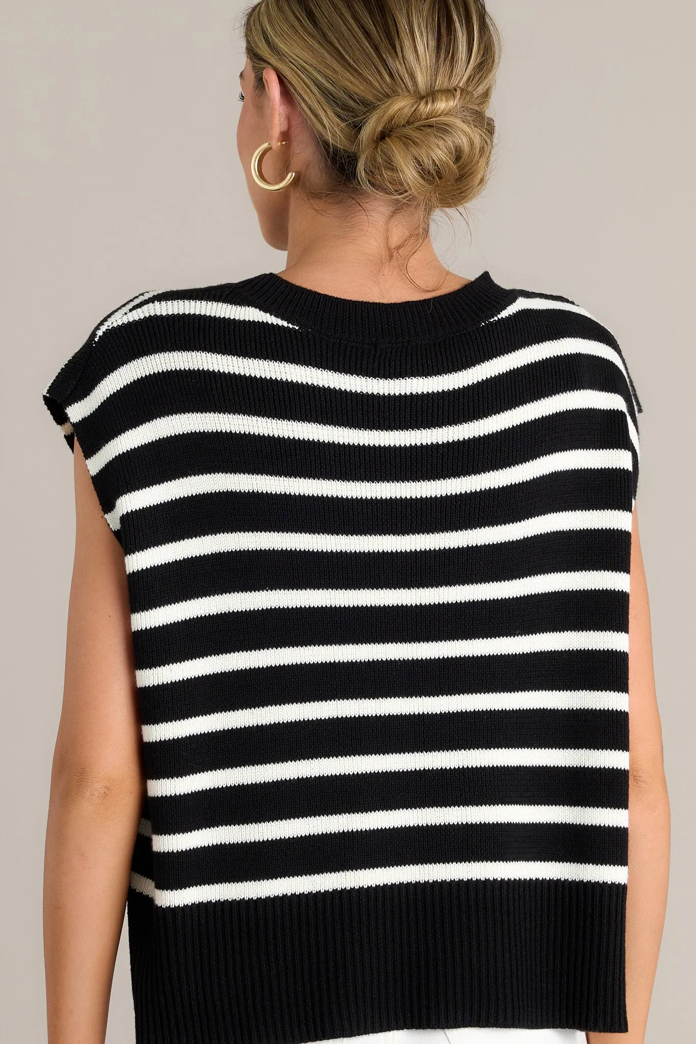 Daring Diva Black Stripe Sweater Top