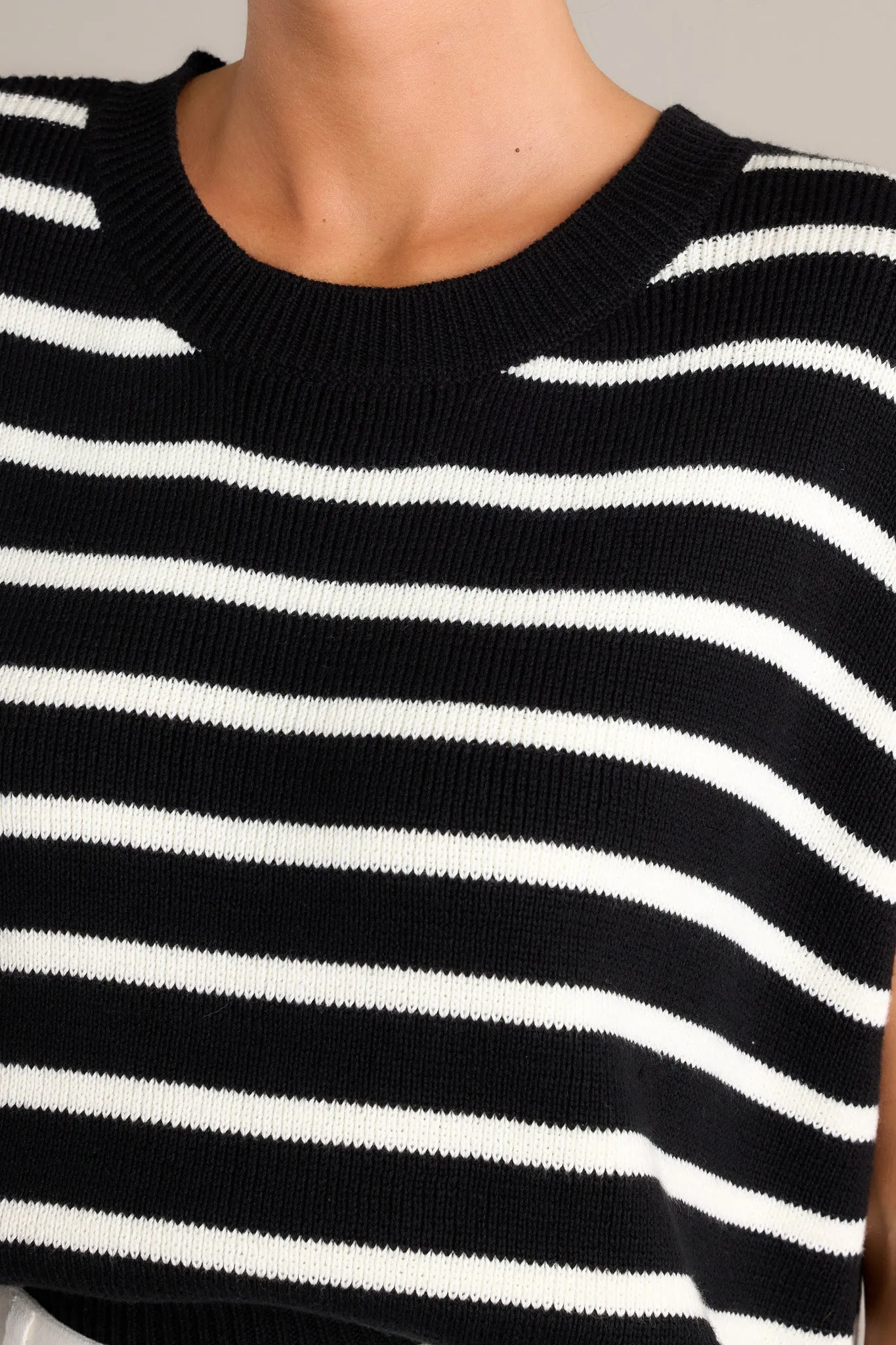 Daring Diva Black Stripe Sweater Top