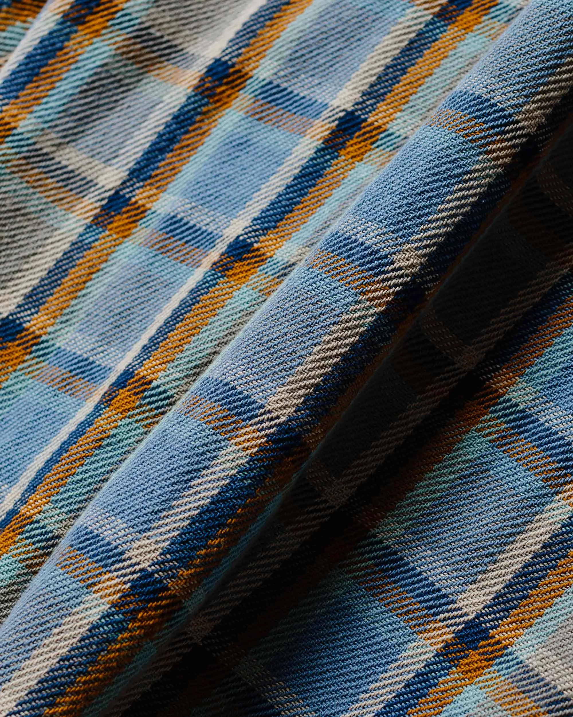 Engineered Garments Work Shirt Blue Cotton Heavy Twill Plaid