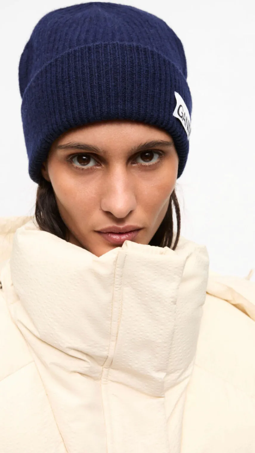 Ganni Light Structured Rib Knit Beanie