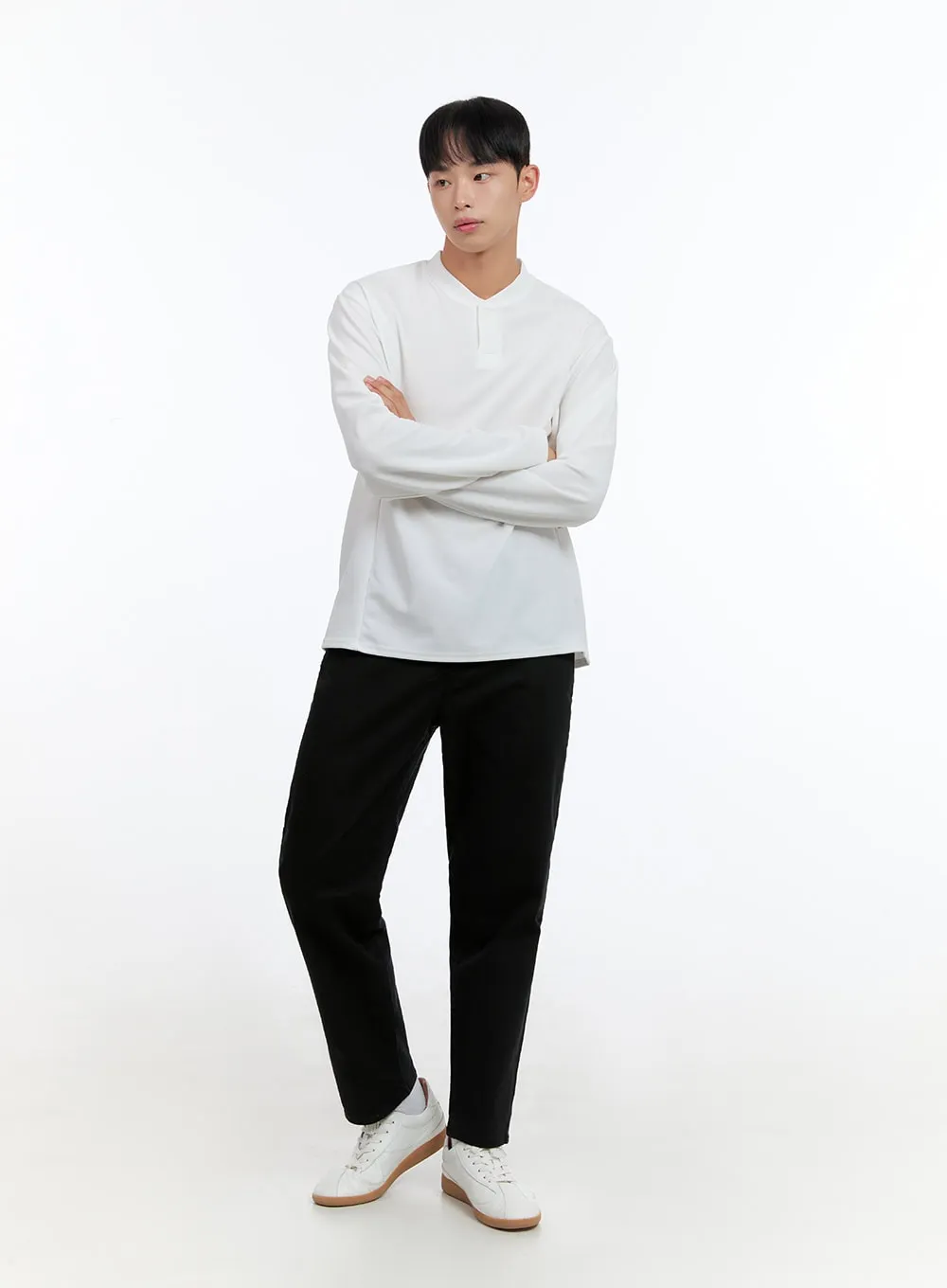 Men's Henley Neck Long Sleeve Tee IS413