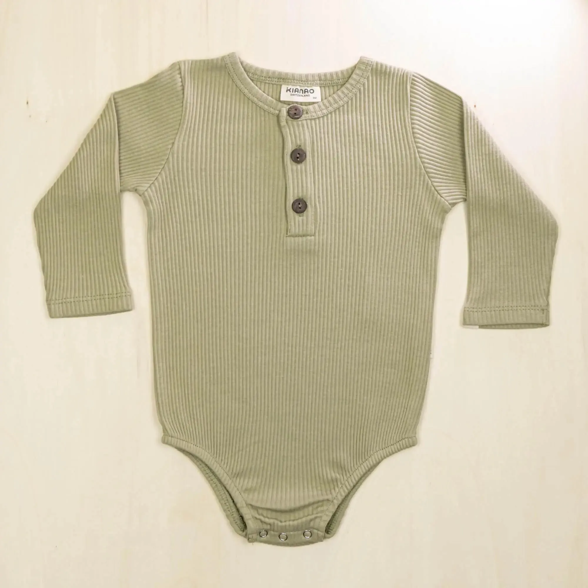 Organic Baby Romper Long Sleeve Henley Winter Bodysuit