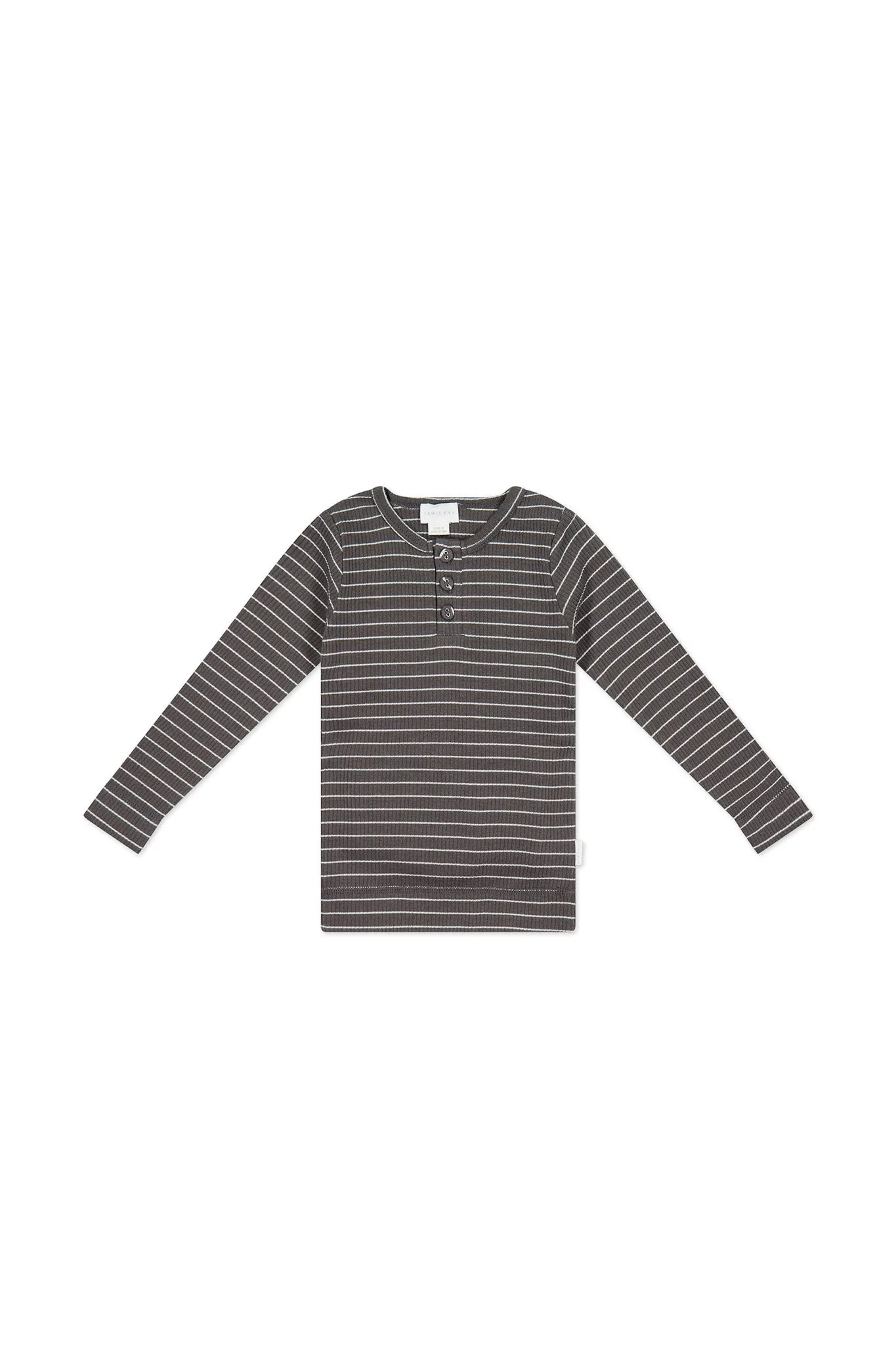 Organic Cotton Modal Long Sleeve Henley - Daily Stripe Wolf/Cloud