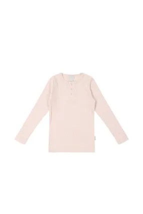 Organic Cotton Modal Long Sleeve Henley - Morgan Pink