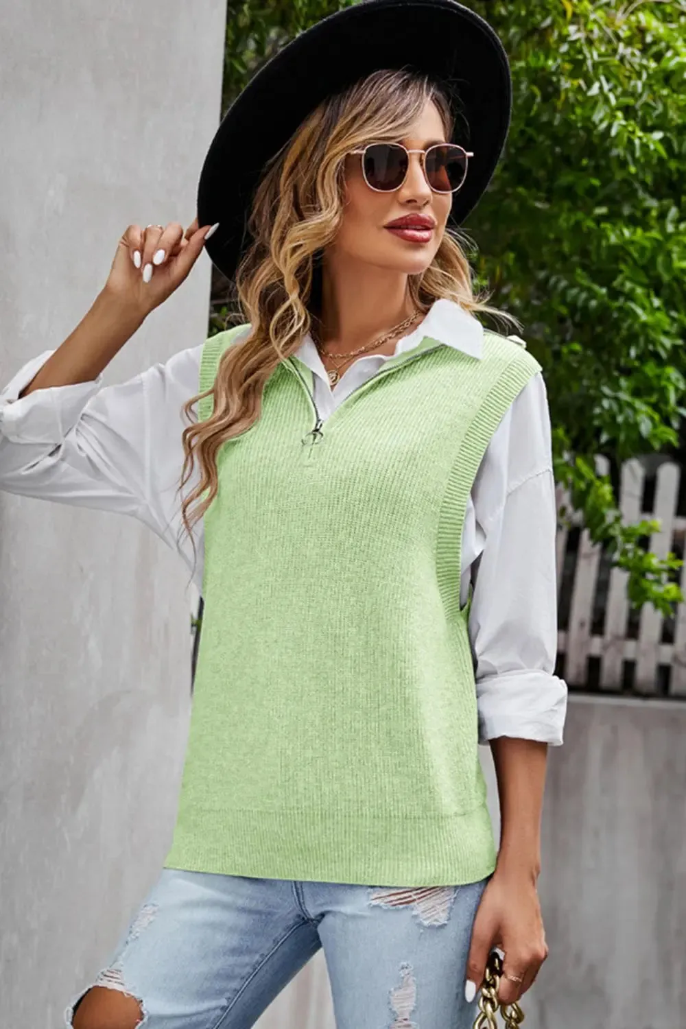 Quarter Zip, Ribbed Sweater Vest