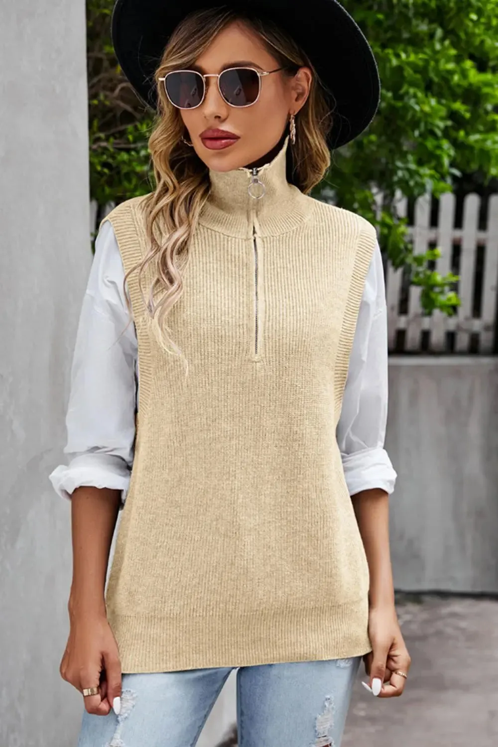 Quarter Zip, Ribbed Sweater Vest