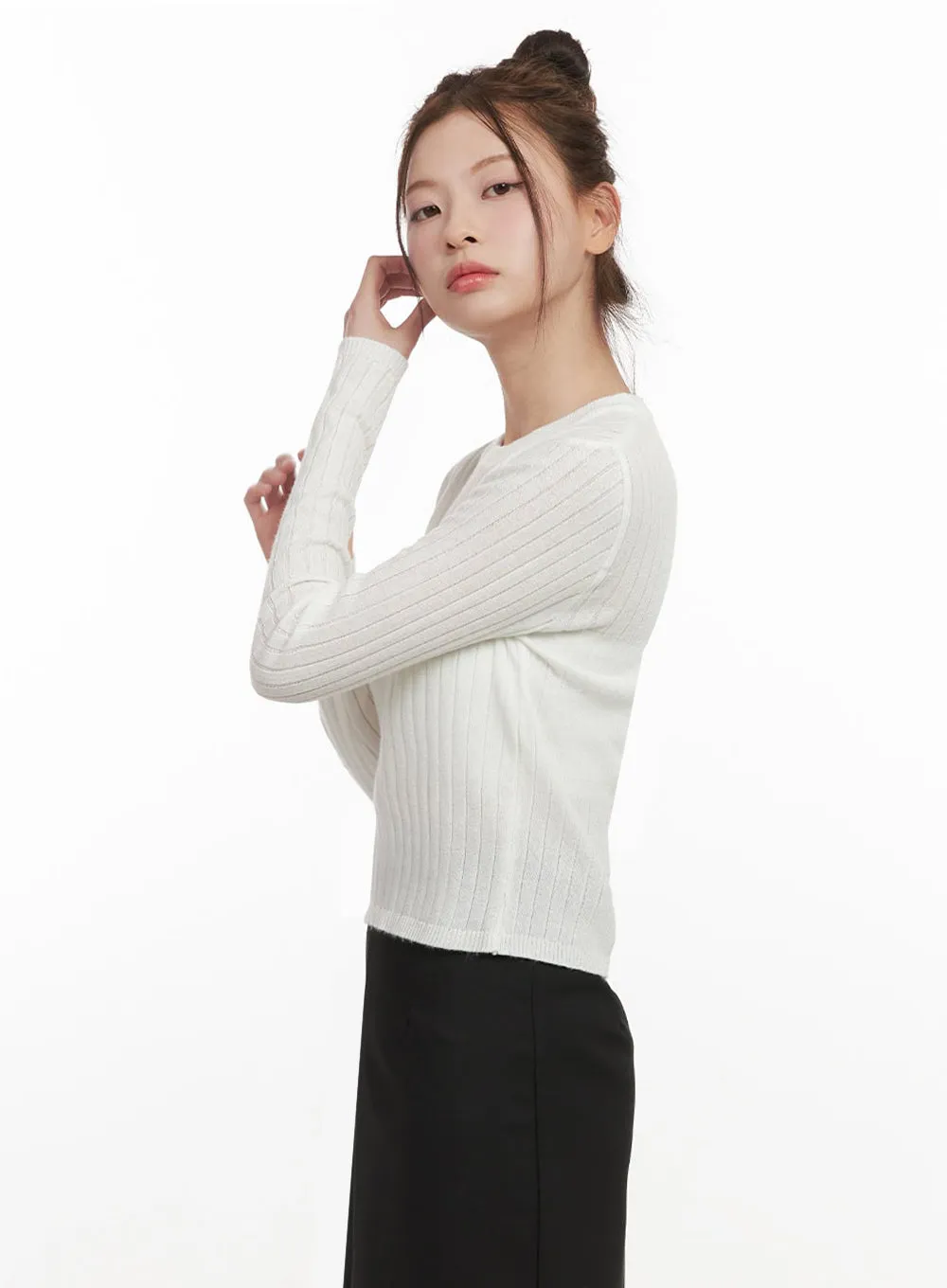 Ribbed Cropped Sweater IF505