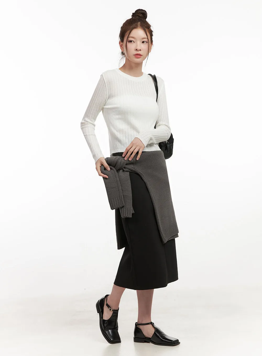 Ribbed Cropped Sweater IF505