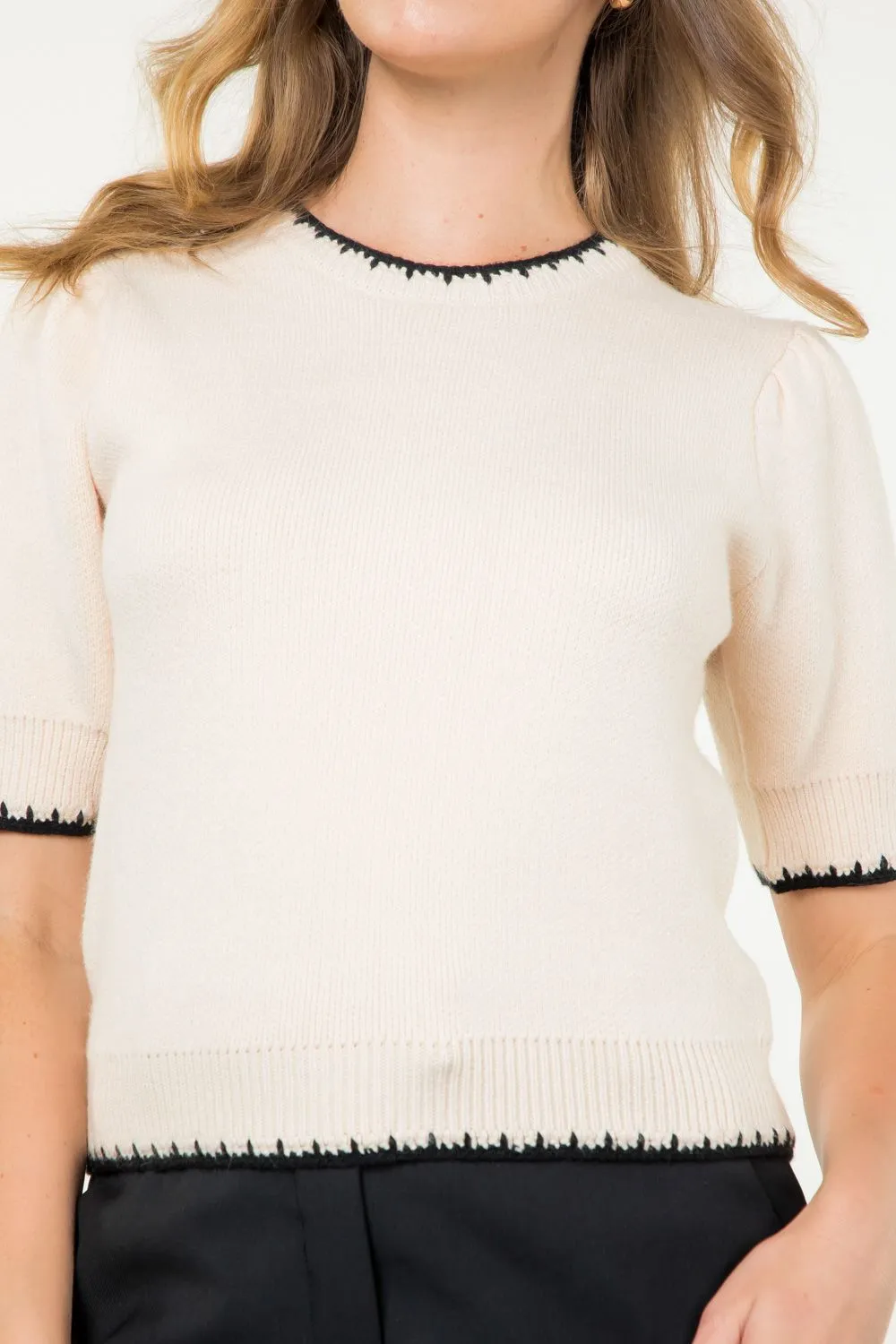 Short Sleeve Cream Sweater by THML - FINAL SALE
