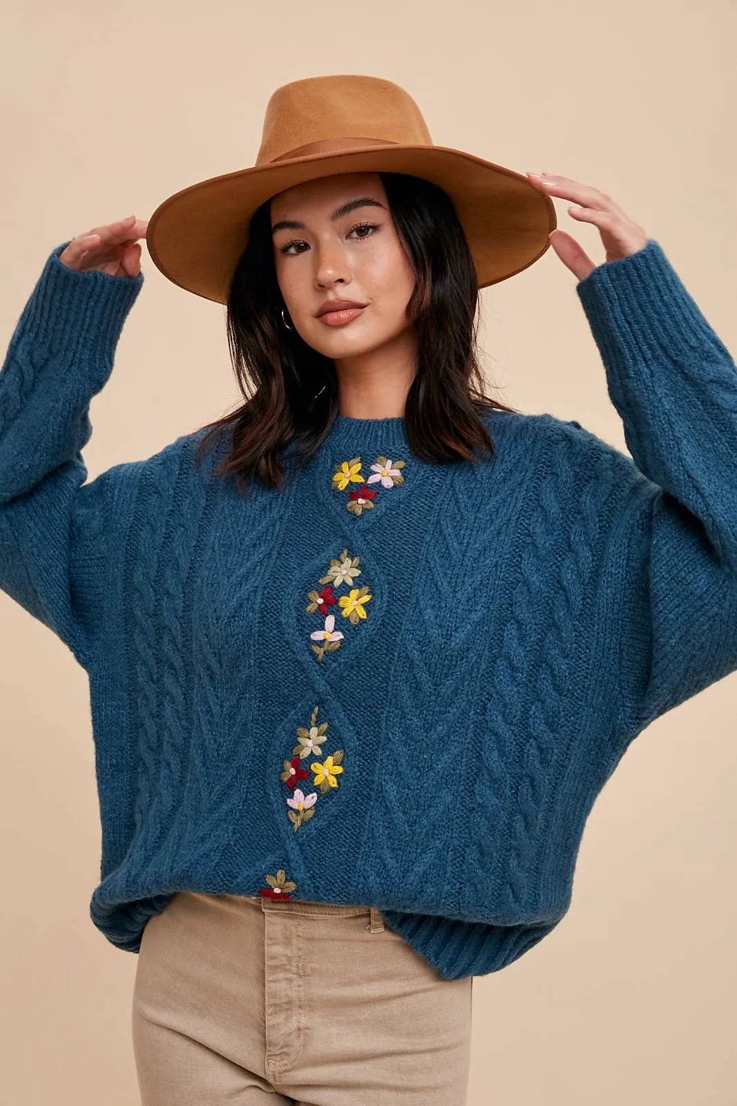 Sophie floral embroidered knit sweater