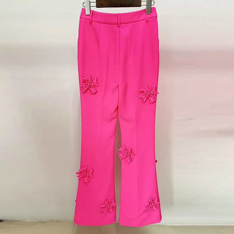 Stars Heavy Industry Three-Dimensional Floral Decoration Bootcut  3D Rose Pants Work Pant