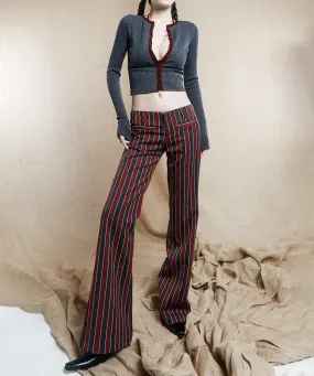 Striped Low Waist Bootcut Pants