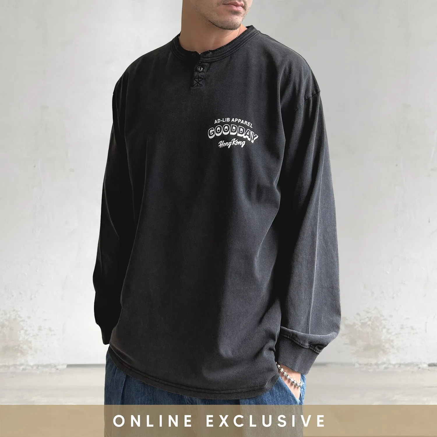 (ZT1617) Henley Neck Long Sleeve Tee (Online Exclusive)